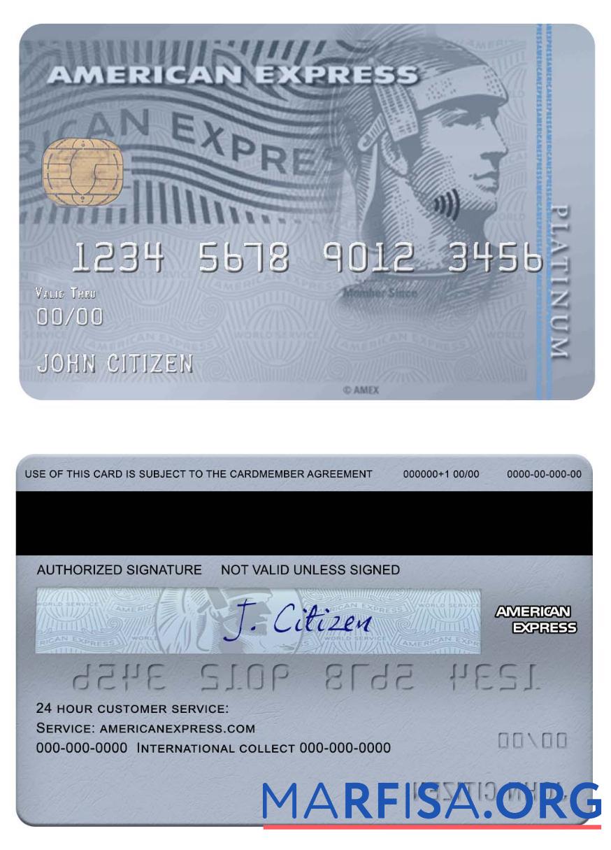 Downloadable USA Bank of the West bank amex platinum card template